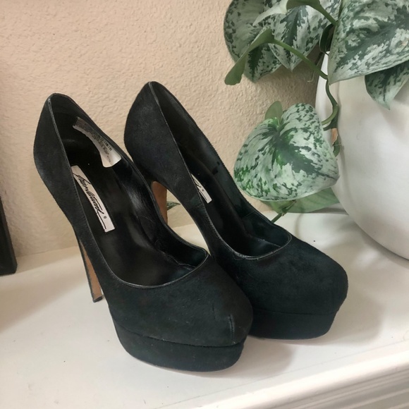 Brian Atwood Black Suede Platform Stiletto Heals - Picture 6 of 7